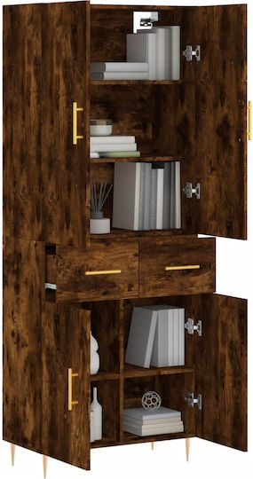 Office Storage Chipboard Closet Coffee L69.5xW34xH180cm
