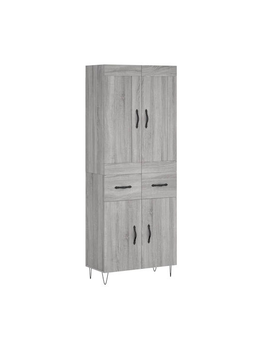 Office Storage Chipboard Closet Grey L69.5xW34xH180cm