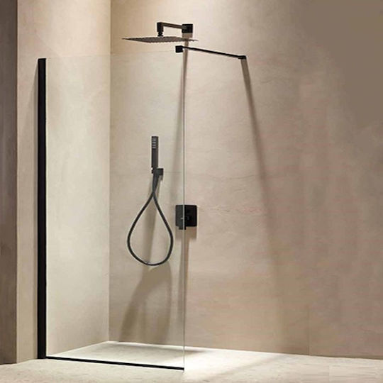 Tema Διαχωριστικό Ντουζιέρας 120x195cm Clear Glass Black