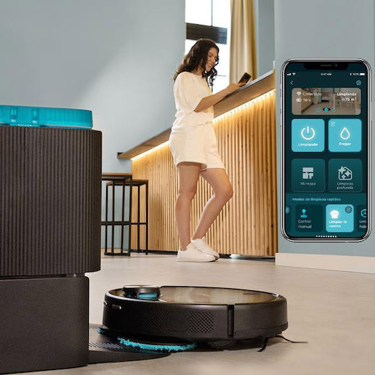 Cecotec Conga 11090 Spin Revolution Home&Wash Robot Vacuum Cleaner with Laser Mapping and 4000Pa Suction Power Black