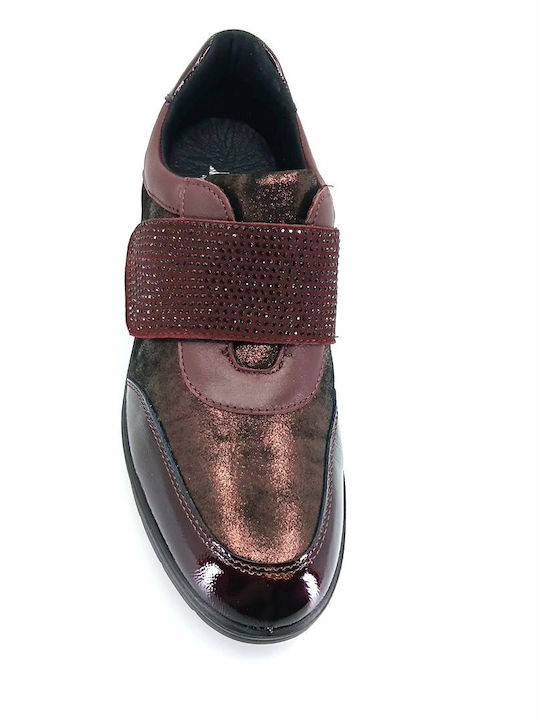 Leather Women's Ankle Boots Platform Burgundy