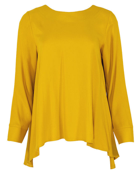Damen Bluse Langärmelig Gelb
