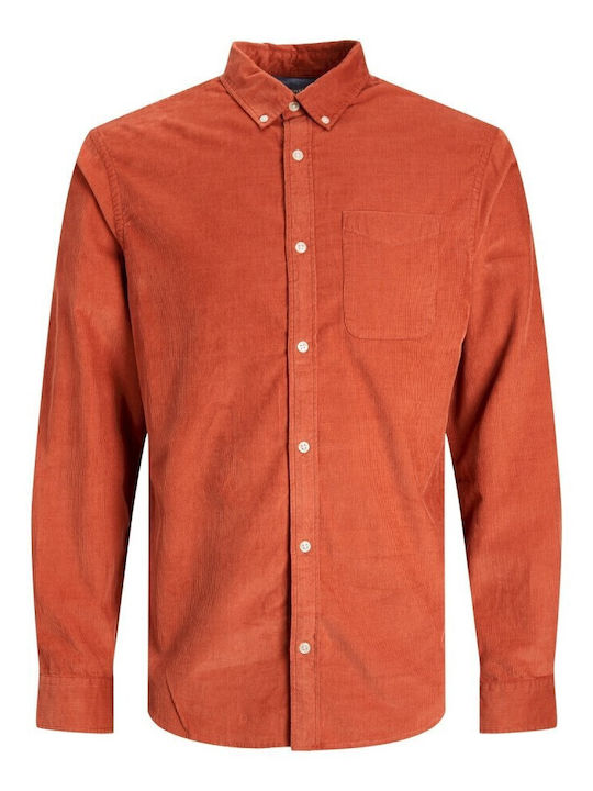 Long-sleeved Corduroy Shirt Orange