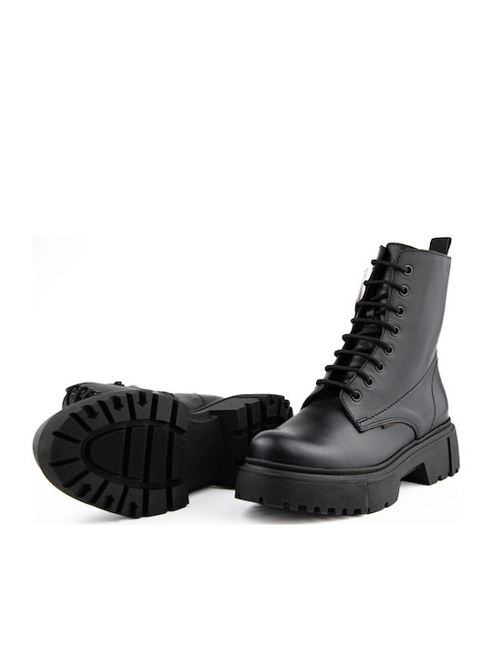 Leder Stiefeletten Damen Schwarz