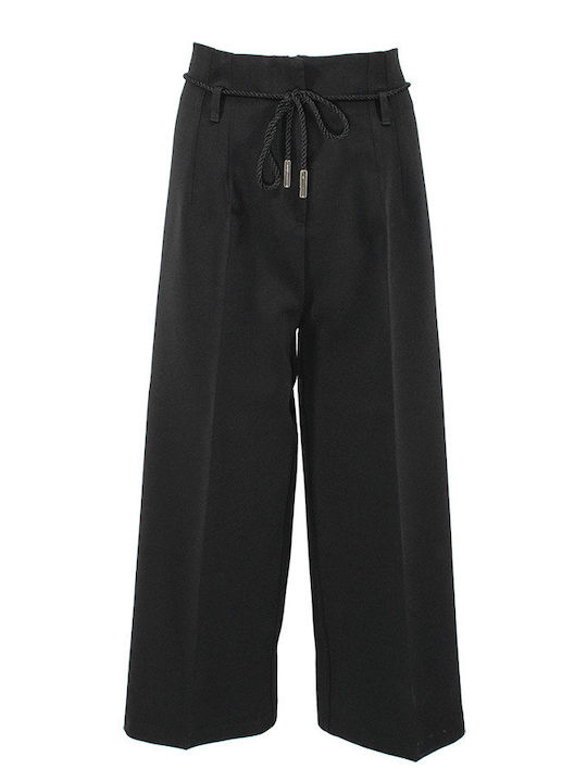 Pirouette Women's High-waisted Fabric Capri Trousers Black