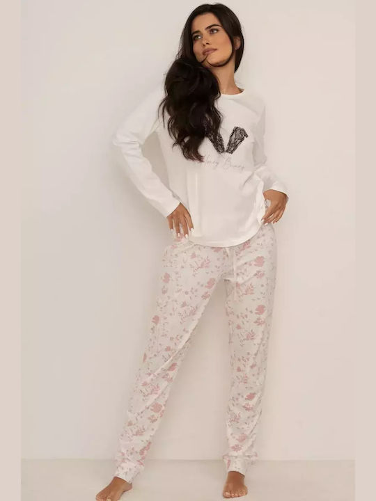 Bonatti Winter Damen Pyjama-Set Baumwolle Weiß