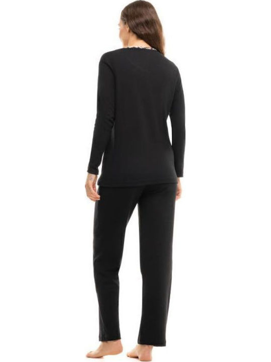 Cherry Winter Damen Pyjama-Set Schwarz
