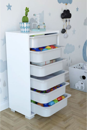 Sertar De Depozitare Din Plastic Și Lemn Cu 6 Sertare L88xL45.5xÎ30cm