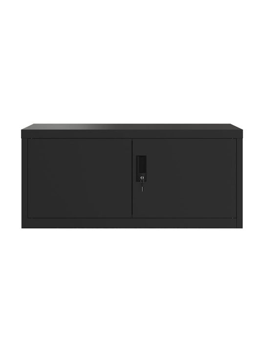 Office Storage Metal Closet with Lock Black L90xW40xH40cm