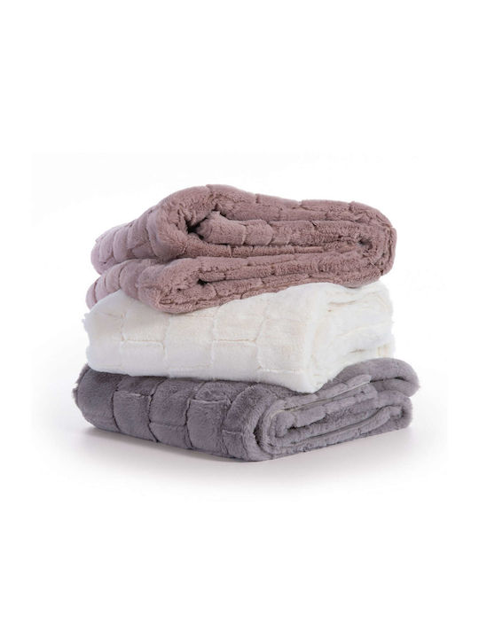 Nef-Nef Homeware Rabbit Κουβέρτα Γούνινη Καναπέ 140x190εκ. Pale Mauve