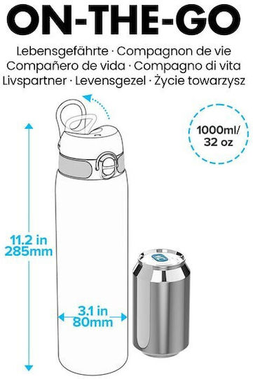 Ion8 Motivational Kinderflasche Kunststoff Auslaufsicher Blau 1000ml