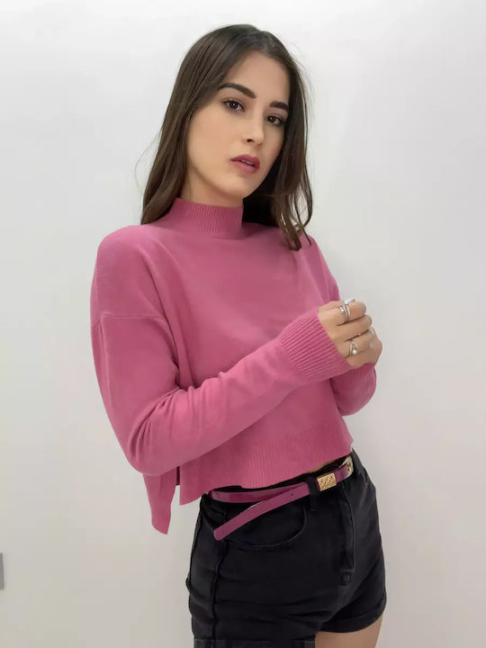 Γυναικείο Crop Top Μακρυμάνικο Ροζ