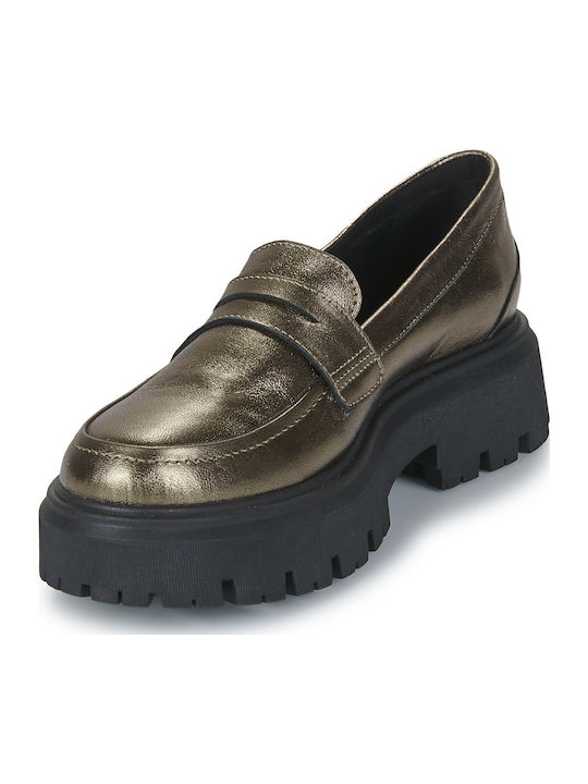 Damen Mokassins in Gold Farbe