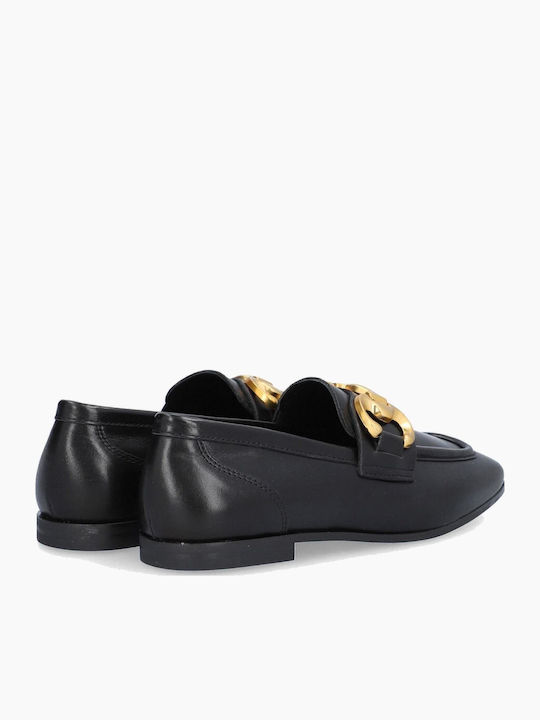 Leather Women's Moccasins in Black Color