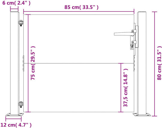 vidaXL Metal Fence Gate in Brown Color 1.05m x 80cm