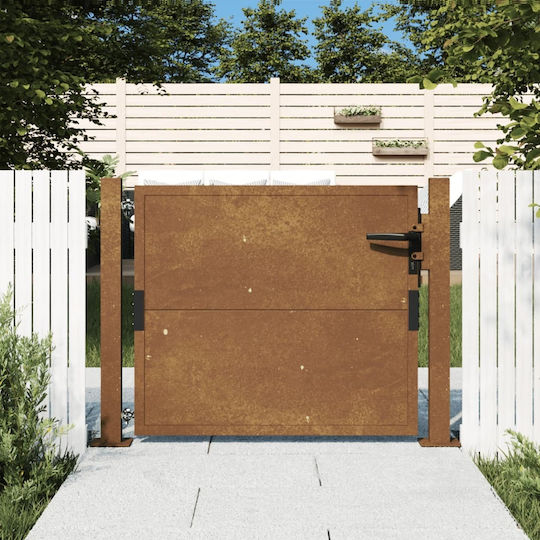 vidaXL Metal Fence Gate in Brown Color 1.05m x 80cm