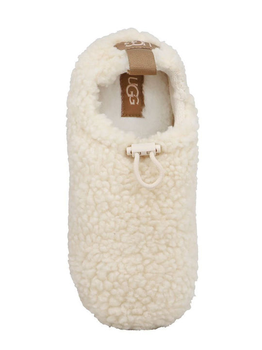 Plushy Closed Women's Slippers Beige
