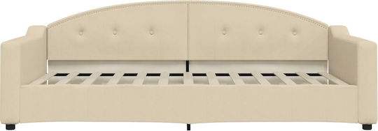 Canapea Pat Single Bej cu Lamele pentru Saltea 100x200cm