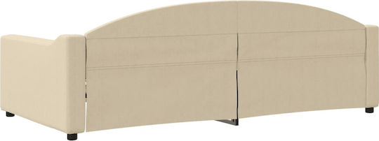 Canapea Pat Single Bej cu Lamele pentru Saltea 100x200cm