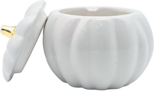 Faitakis Pack Ceramic Sweet Jar with Lid White 10x8.5cm