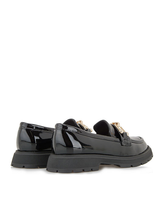 Girls Patent Leather Slip-On Moccasins Black