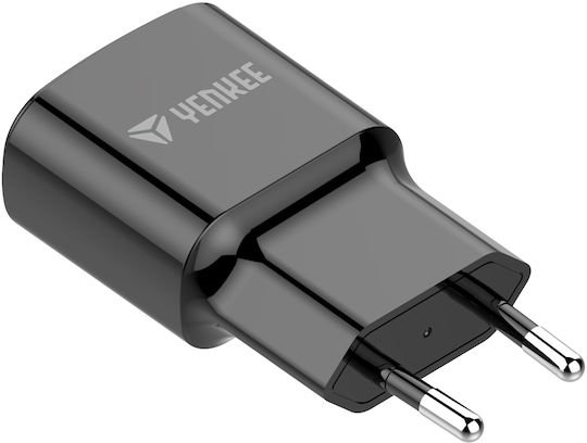 Yenkee Φορτιστής με Θύρα USB-A και Καλώδιο Lightning 12W Μαύρος (YAC 4600)