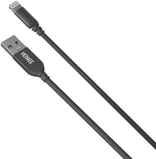 Yenkee Φορτιστής με Θύρα USB-A και Καλώδιο Lightning 12W Μαύρος (YAC 4600)
