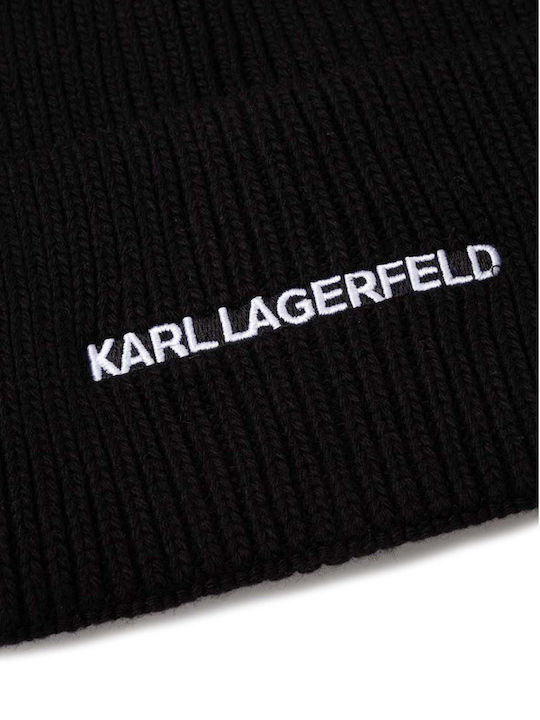 Karl Lagerfeld Beanie Unisex Σκούφος Πλεκτός σε Μαύρο χρώμα