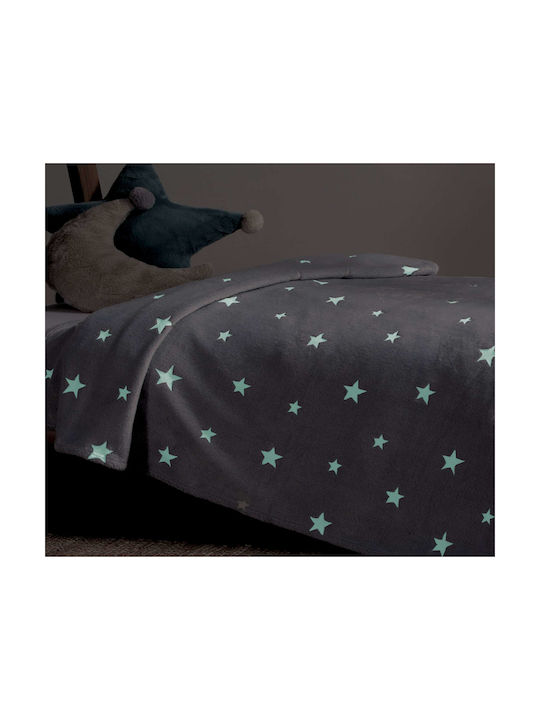 Nef-Nef Homeware Kids Fleece Blanket 160x220cm Glow-in-the-Dark Gray