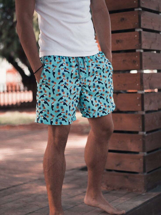 Men's Swimwear Shorts Turquoise with Patterns