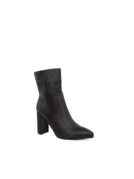 Mexx Leder Damen Chelsea Stiefeletten mit hohem Absatz Schwarz