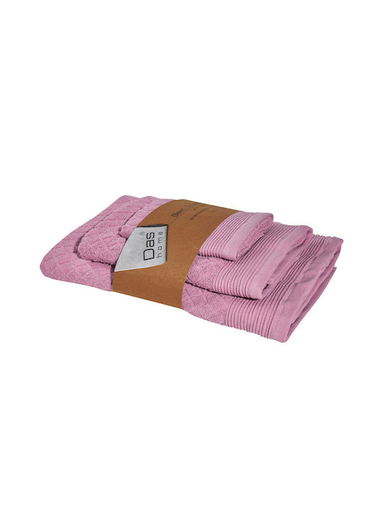 Das Home Σετ Πετσέτες Μπάνιου 3τμχ Best 0689 ΡΟΖ (Pink) Βάρους 480gr/m²