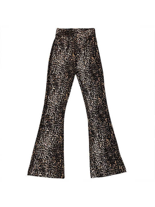 Ustyle Women's Fabric Trousers Flare Leopard