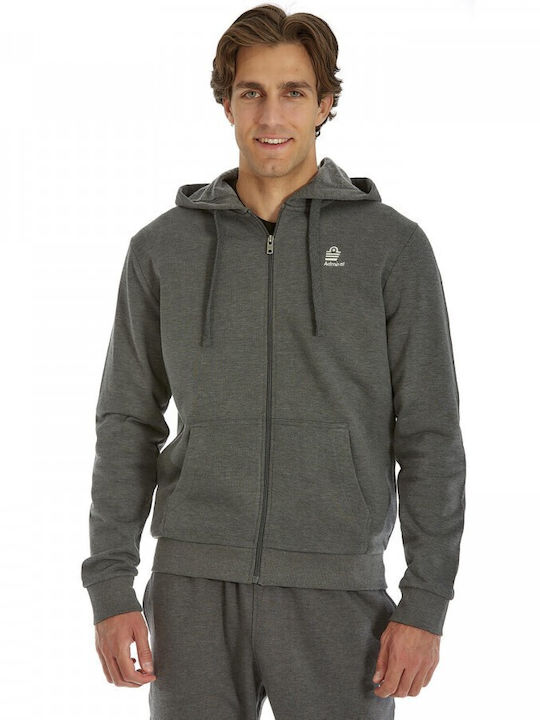 Admiral Men's Sweatshirt Jacket with Hood and Pockets Gray