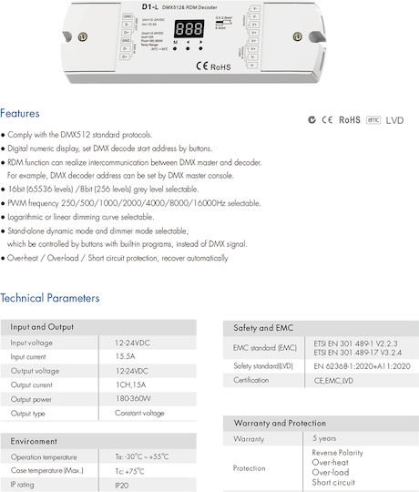 GloboStar Skydance Drahtlos Dimmer Wi-Fi mit Fernbedienung 71446