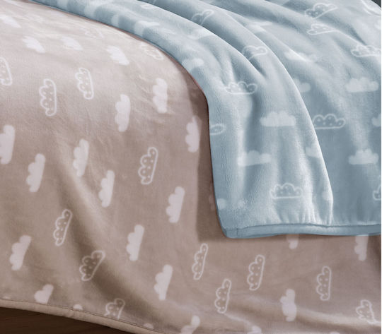 Nef-Nef Homeware Blanket Nursery Swaddling Blankets Clouds Velvet Beige Beige 75x100cm