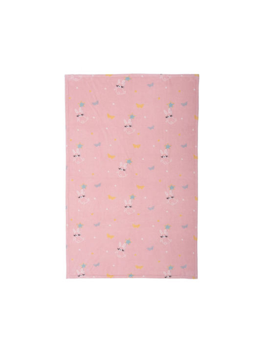 Nef-Nef Homeware Blanket Cot Fly Love Fleece Pink 110x150cm