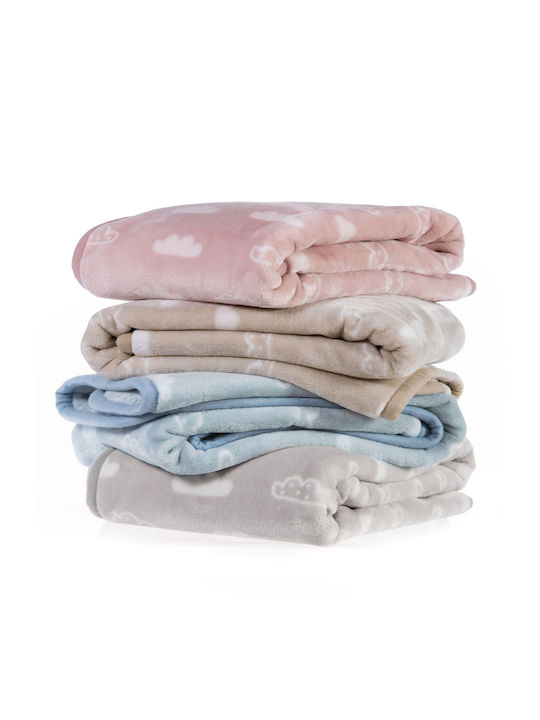 Nef-Nef Homeware Blanket Cot Clouds Velvet Beige Beige 100x140cm
