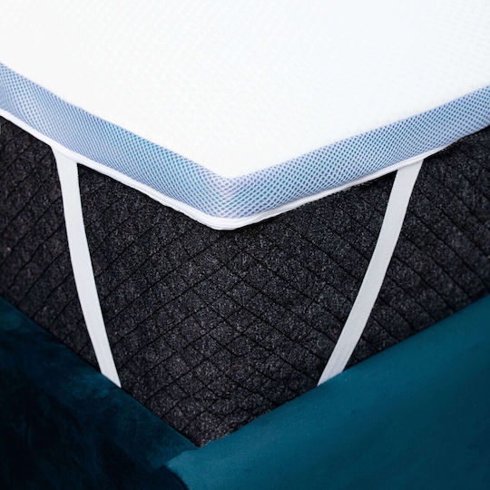 Como felt & wadding producers Mattress Topper Cool Gel King Size Memory Foam with Removable Cover & Elastic Straps 180x200x4cm