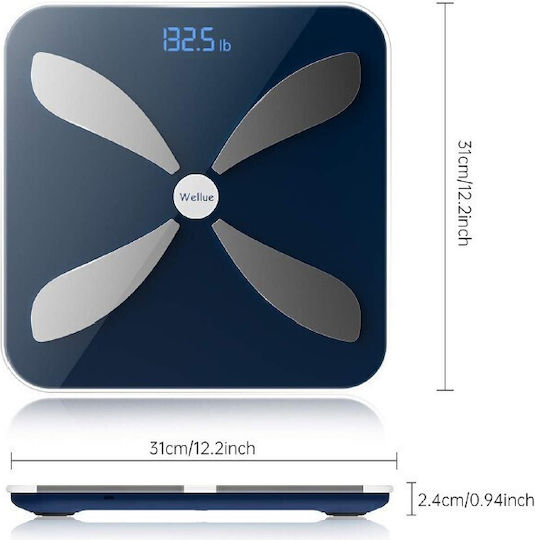 Vita Orthopaedics Smart Badezimmerwaage mit Körperfettmessung & Bluetooth Marineblaue 13-2-006