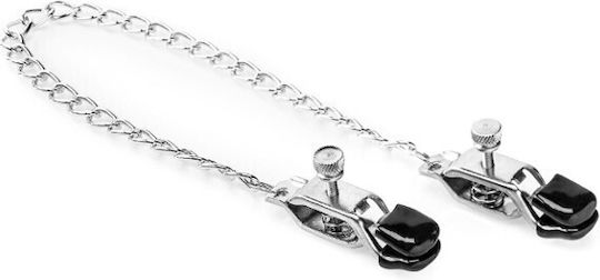 Zenn Adjustable Nipple Clamps with Chain Σφιγκτήρες Θηλών σε Ασημί Χρώμα