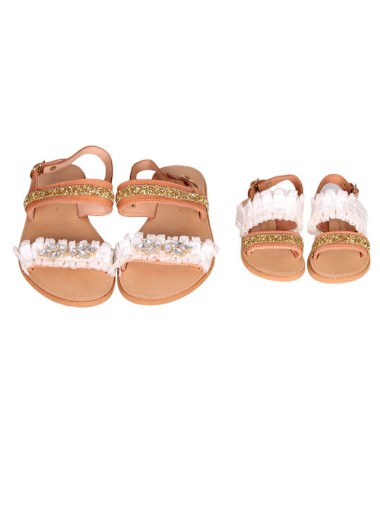 Fashion Beads Women's Flat Sandals in White Color