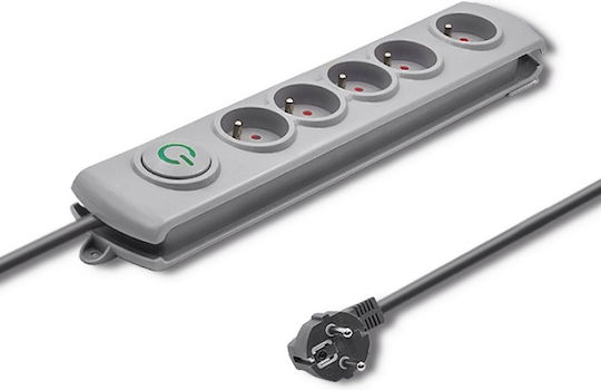 Qoltec Power Strip with Surge Protection 5 Positions with Switch and Cable 1.8m Gray