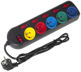 Maclean Energy Single Socket with Switch and Cable 1.5m