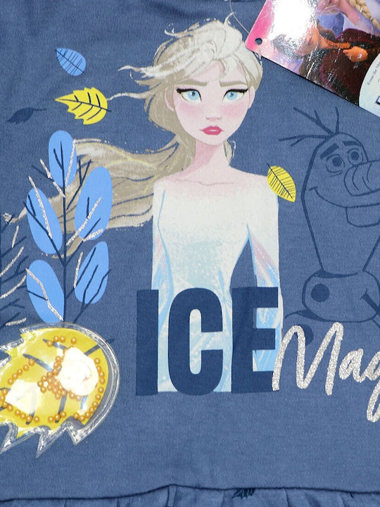Frozen Παιδικό Φόρεμα Φούτερ Μακρυμάνικο Μπλε