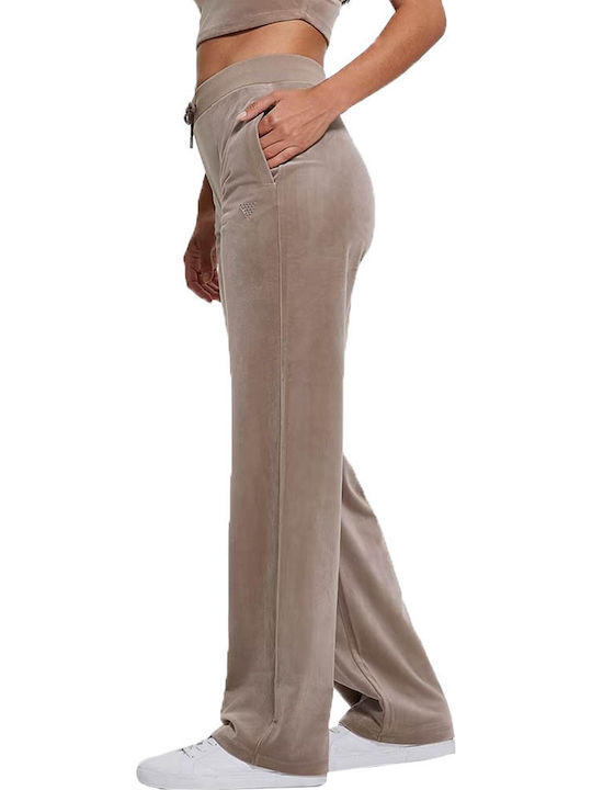 High Waist Velvet Brown Sweatpants