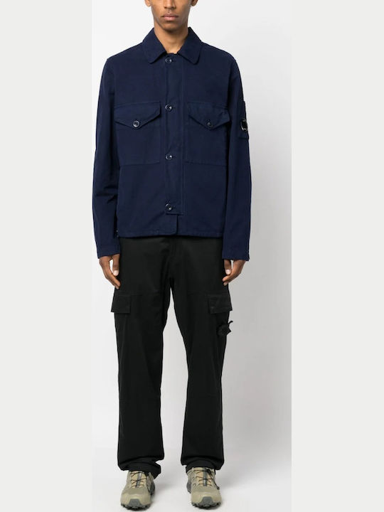 Overshirt Дълъг ръкав Памучен Риза Син