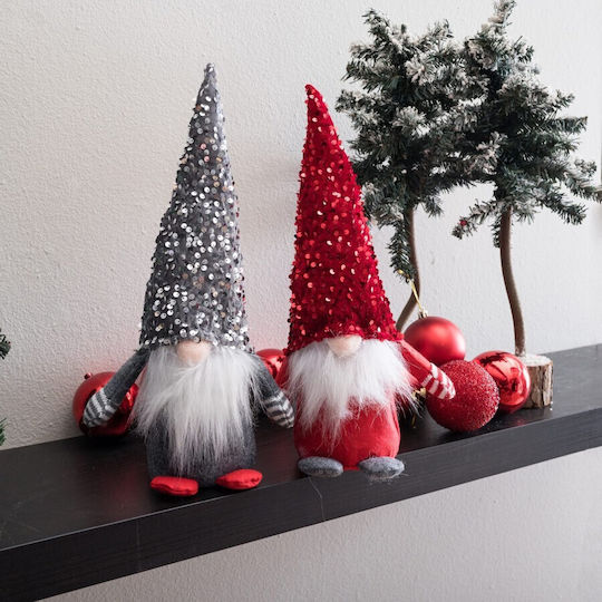 Teoran Iluminată De Crăciun Figurină Elf Gri Lungime 8cm.