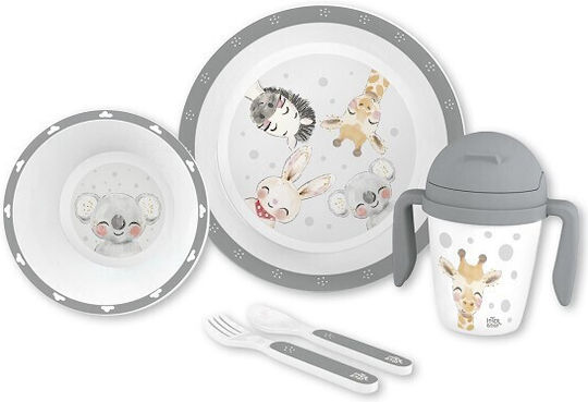 Interbaby Set de hrănire Set de masă Gri 5buc