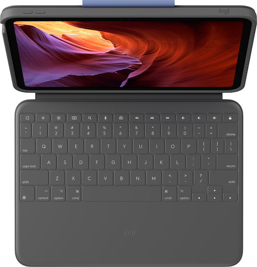 Logitech Rugged Folio Flip Cover με Πληκτρολόγιο στα Αγγλικά UK Graphite (iPad (10th generation))